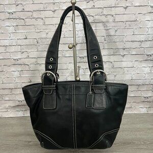 Coach Black Leather Tote Bag